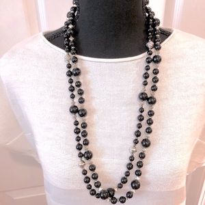 Double Strand Black and Gold Necklace